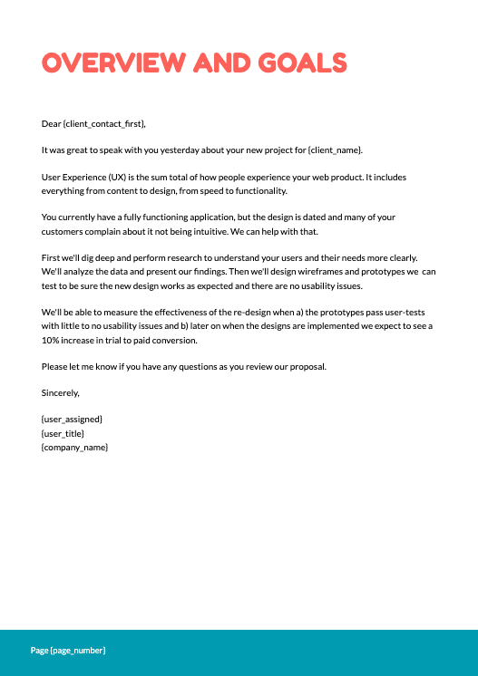 UX Design Proposal Template